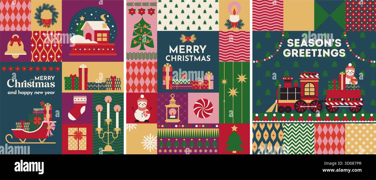 Retro Christmas Train Illustration vector Stock Vector