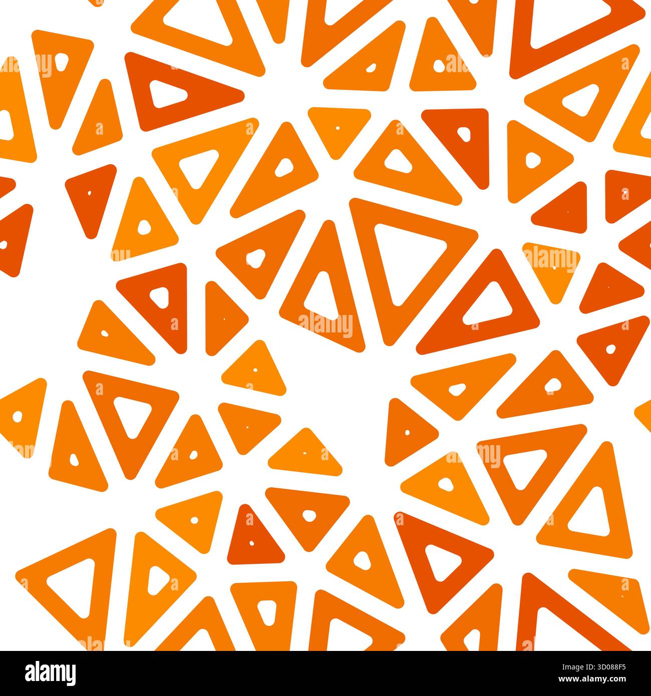 Abstract background with mosaic triangle shapes. Medium-sized triangles. Monotone style. Rounded triangular cells outlined. Repeatable pattern. Stock Vector