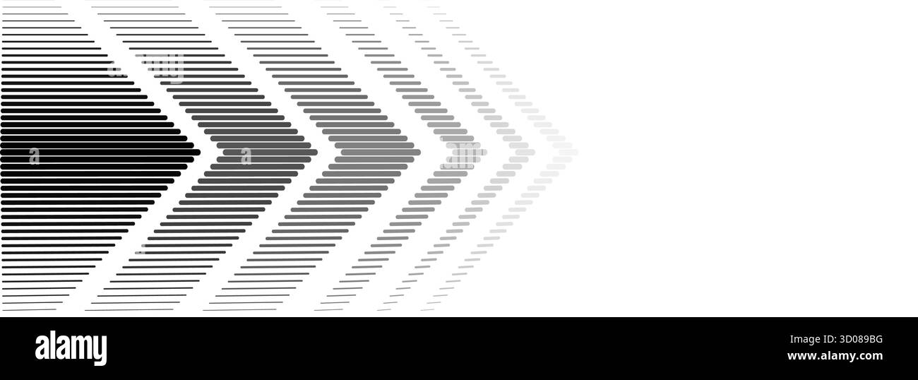 Striped arrow halftone gradation texture. Gradient Transition Lattice. Repeating triangle gradation thin to thick line background pattern. Vector Abst Stock Vector