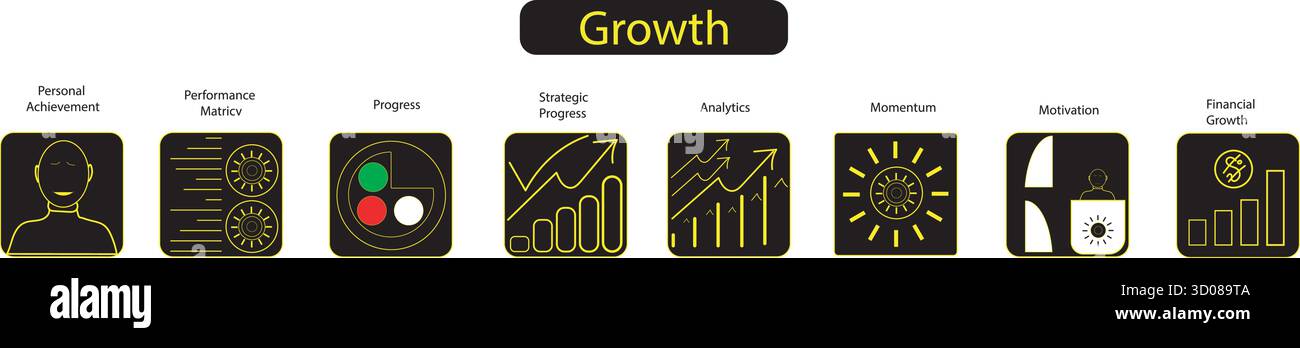 Growth chart showing achievement strategy analytics and motivation Stock Vector