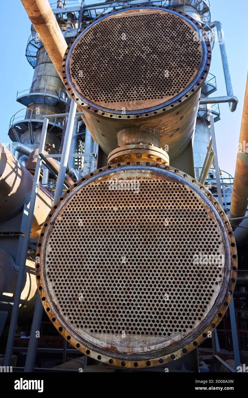 Two way heat exchangers shell and tubes opened for repairing and ...