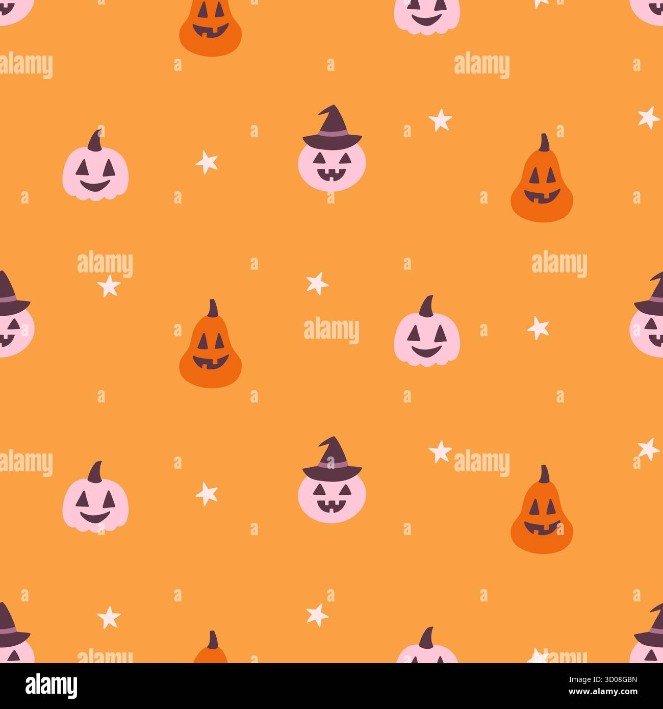 Halloween Cute Pumpkin Seamless Pattern Background Stock Vector