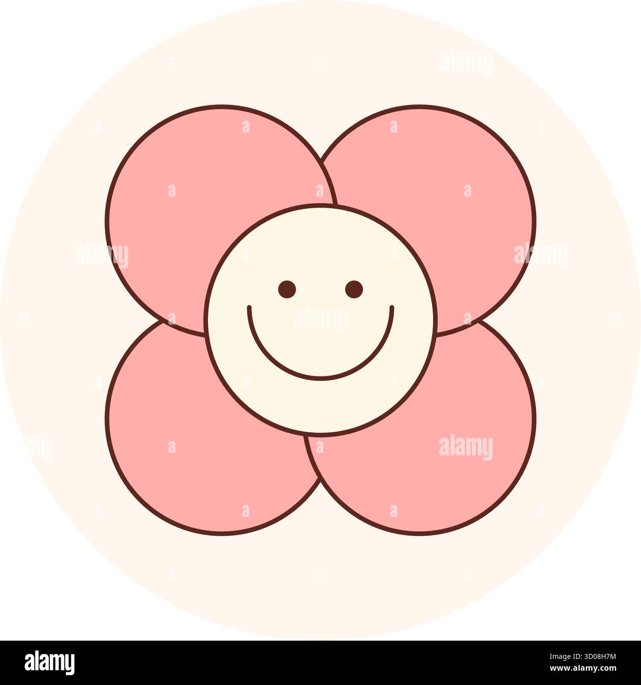 Groovy Retro Smiley Flower Sticker Label Stock Vector