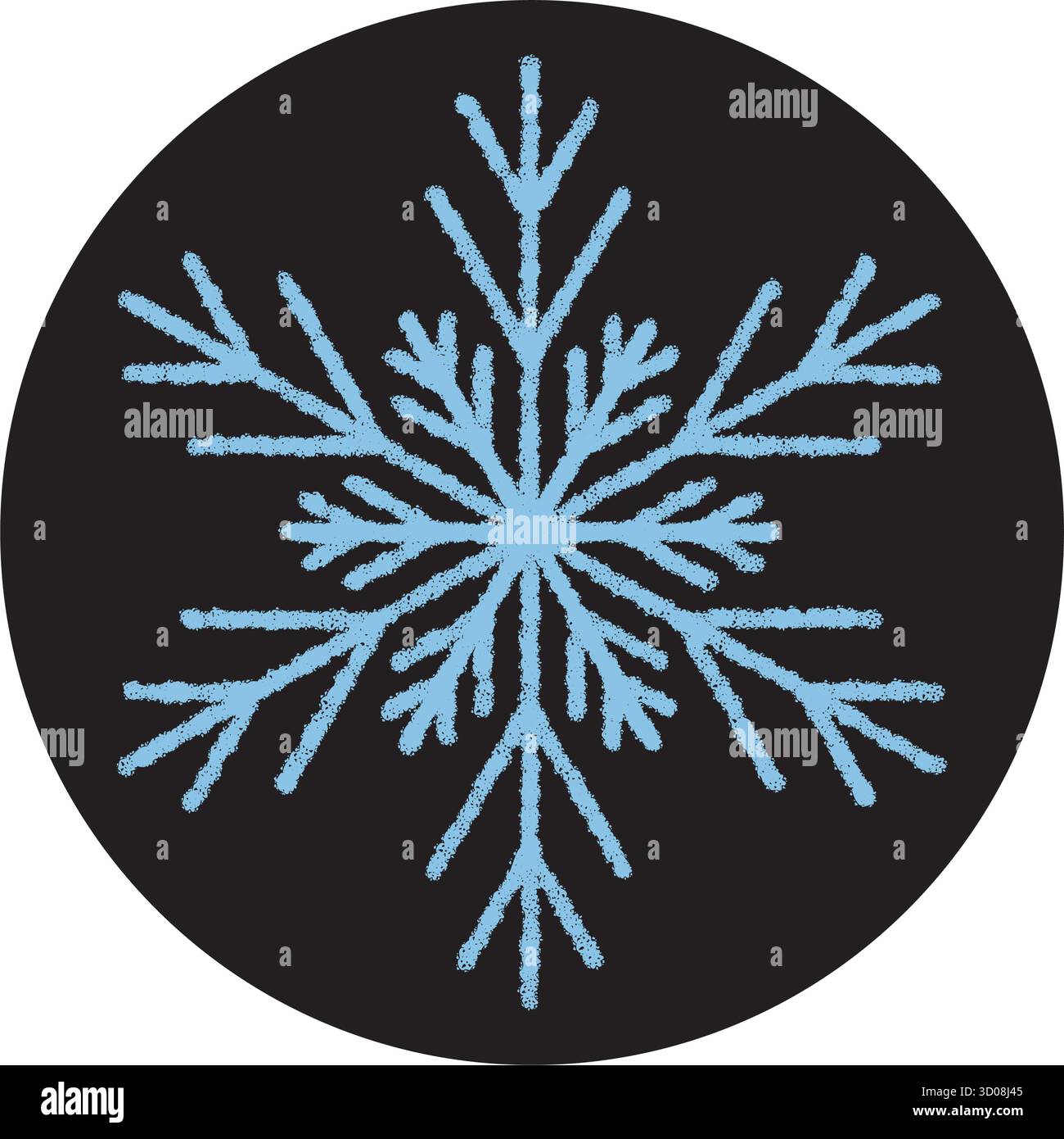 Blue Snowflake Sticker On Black Circle Stock Vector
