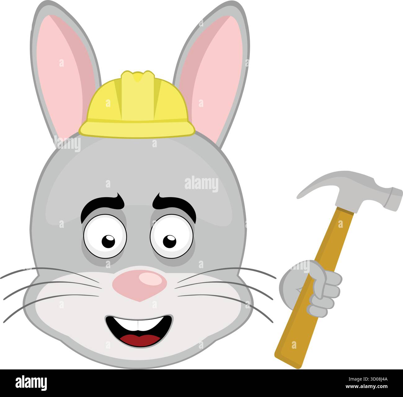 vector illustration emoticon character face rabbit rodent animal with a ...