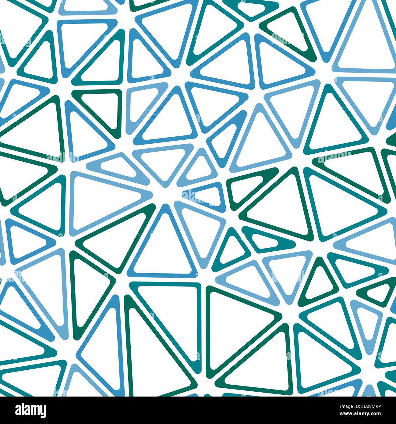 Tileable abstract background. Medium triangle size. Multiple colors style. Rounded triangular cells outlined. Repeatable pattern. Ocean Depths Study. Stock Vector