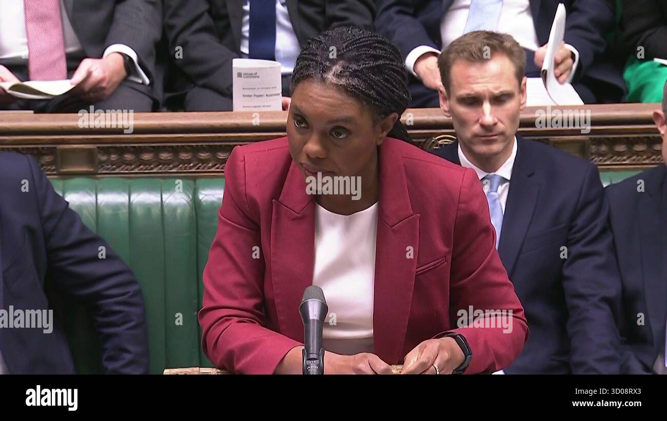 Screen grab of Conservative party leader Kemi Badenoch speaking during ...