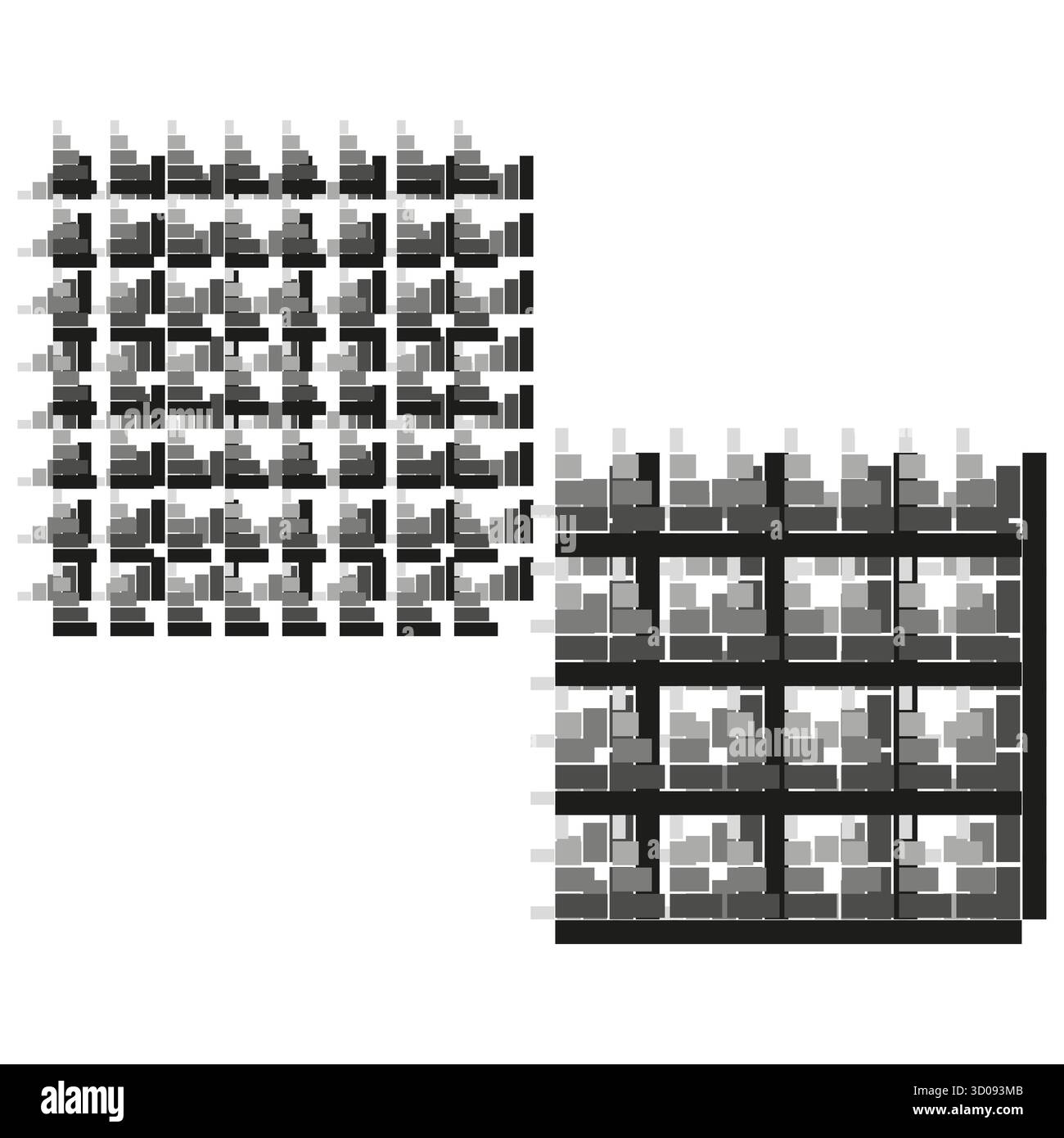 Abstract cube pattern. Geometric vector illustration. Black white graphic. Grid texture background. EPS 10. Stock Vector