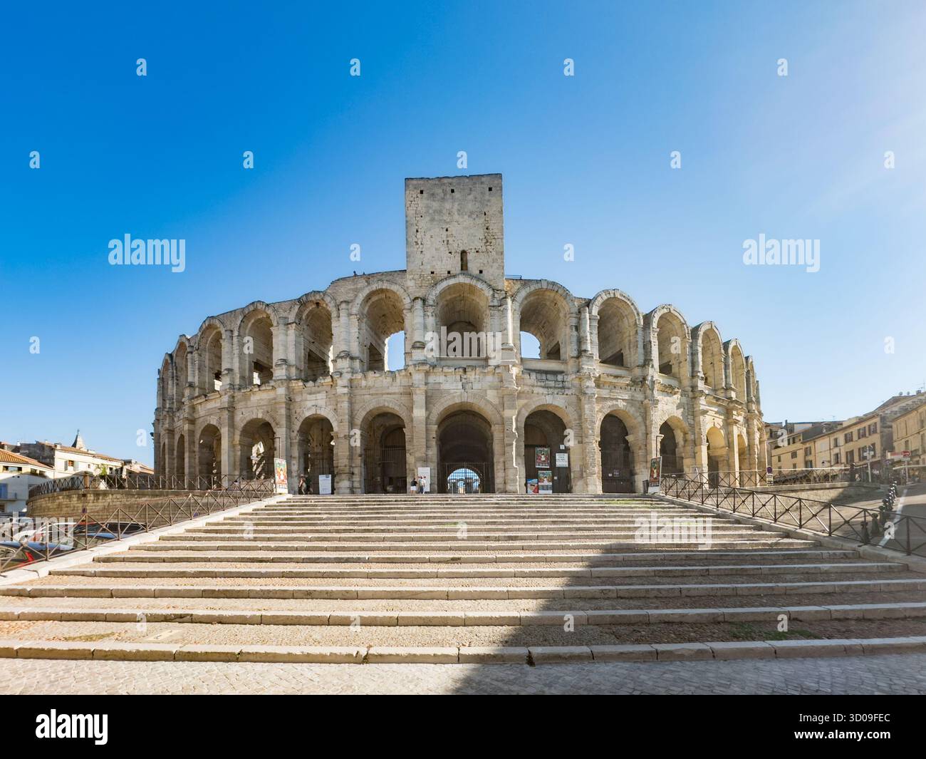 Roman amphitheatre in the old town of Arles, Provence, France Stock ...