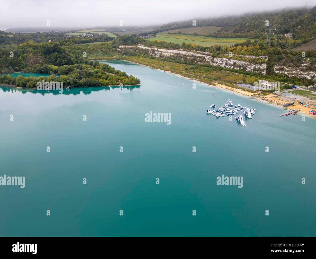 aerial view of  halling lakes and st andrews water sport centre in halling kent Stock Photo