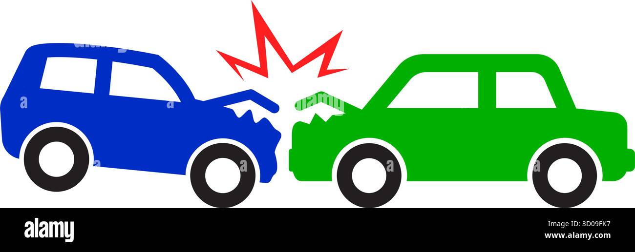 simple cars crash accident head on collision symbol side view icon ...