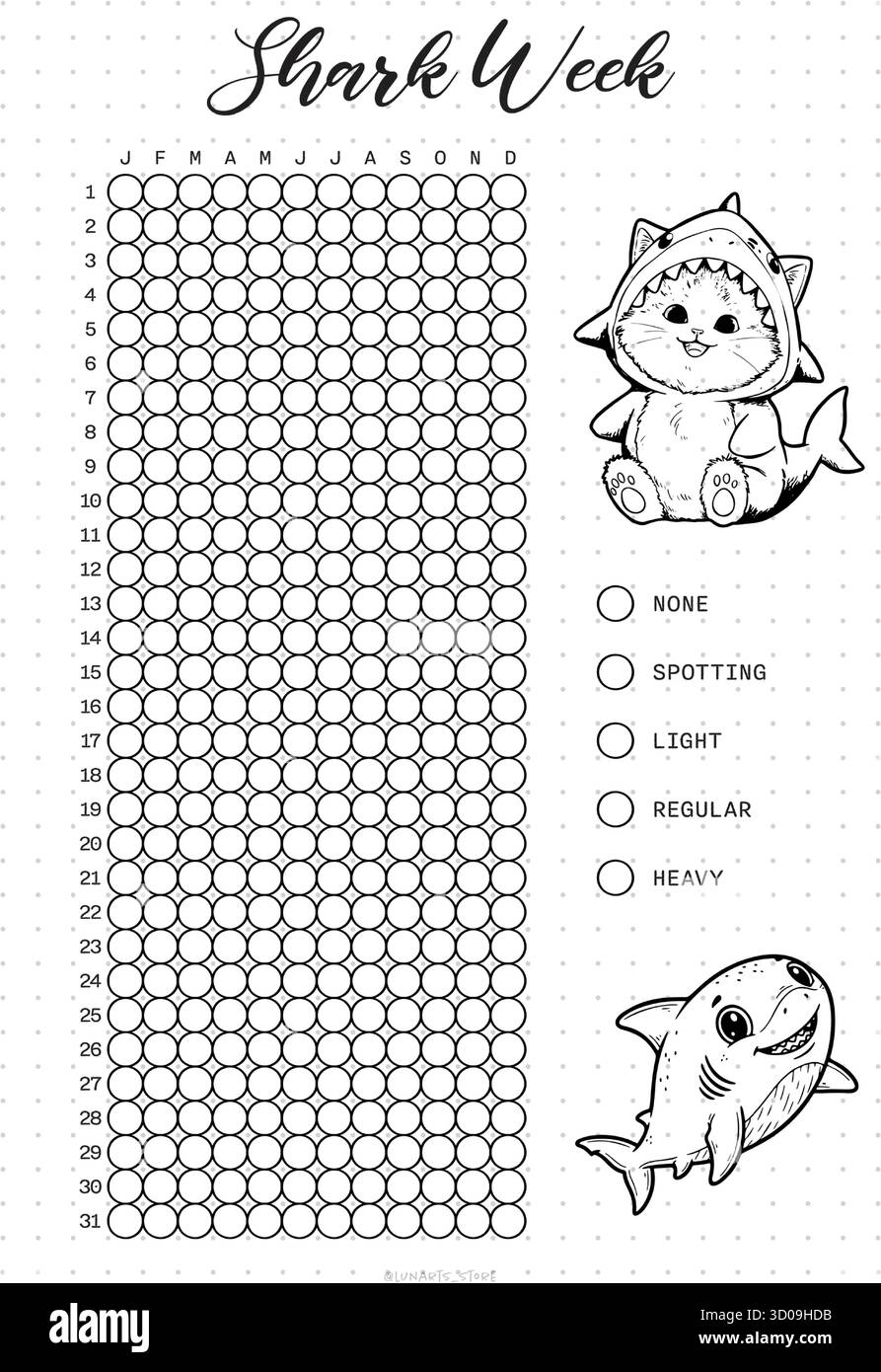 shark week tracker Bullet Journal Printable Planner Page Template ...