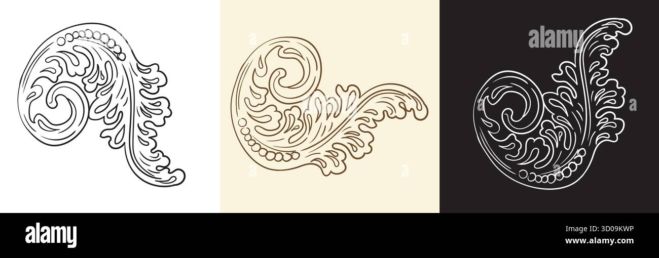 Swirl damask design elements ornate motifs vector illustration Stock ...