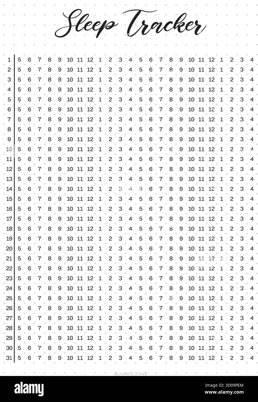 sleep tracker Bullet Journal Printable Planner Page Template, Vector ...