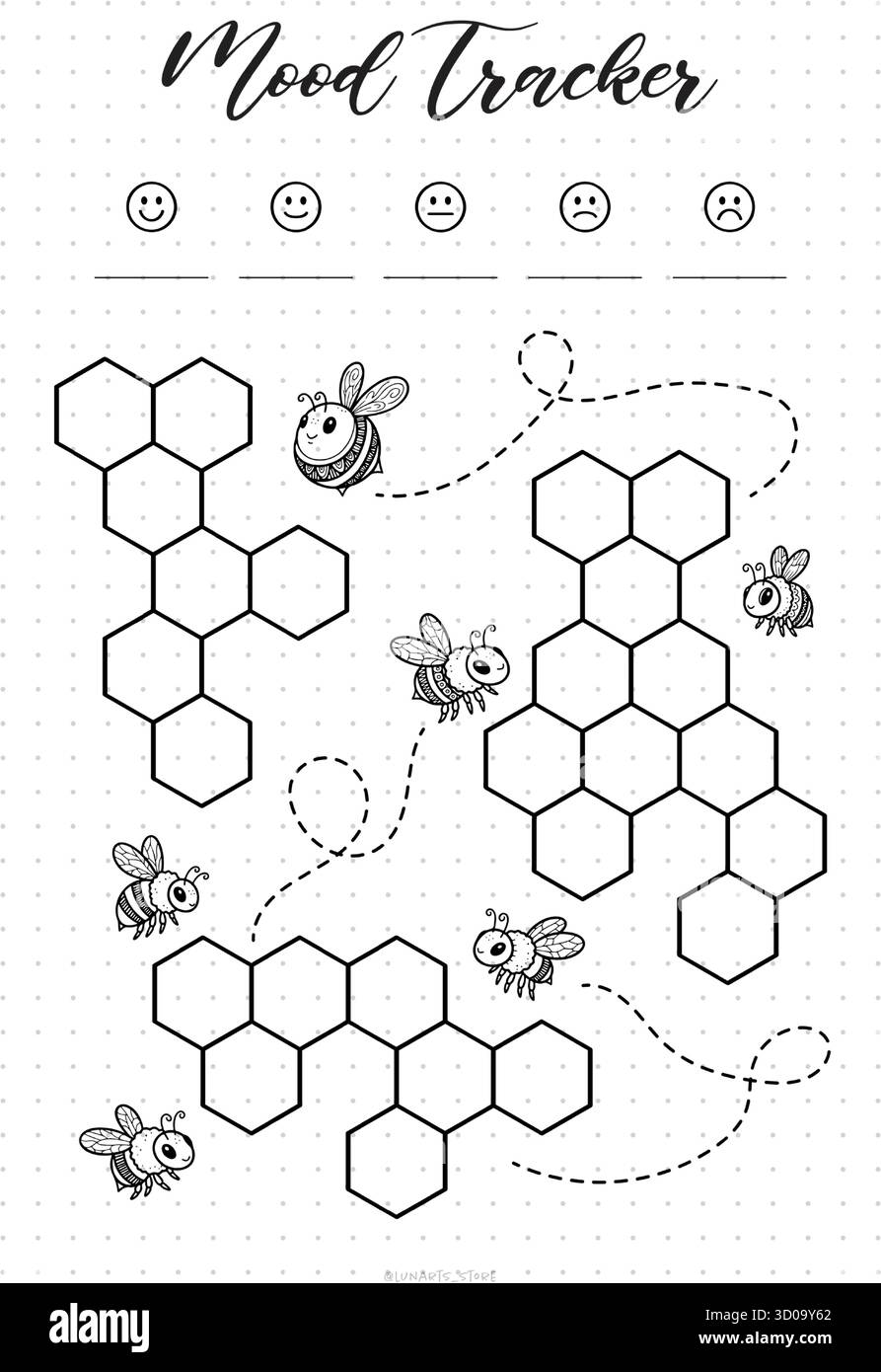 bee mood tracker Bullet Journal Printable Planner Page Template, Vector ...