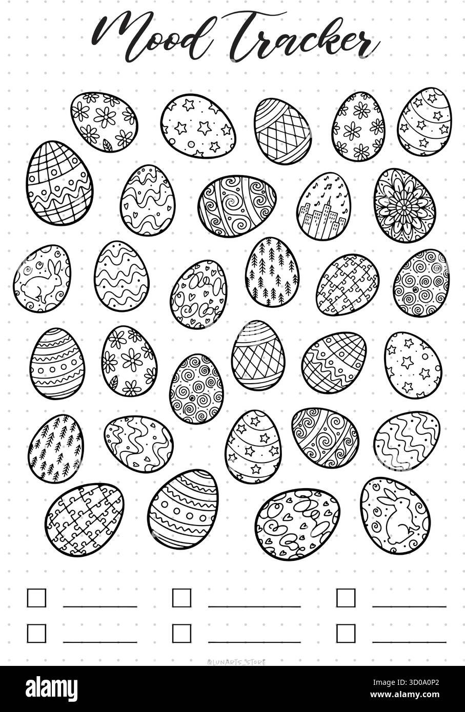 easter egg mood tracker Bullet Journal Printable Planner Page Template ...