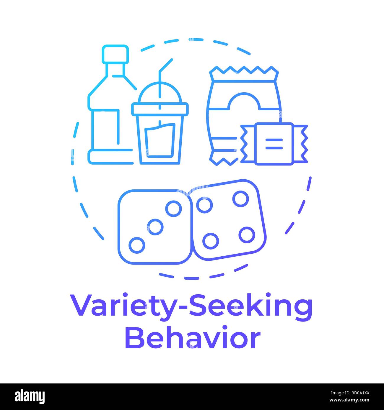Variety-seeking behavior blue gradient concept icon Stock Vector