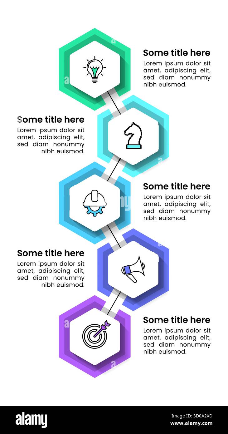 Infographic template with icons and 5 options or steps. Hexagons. Can ...