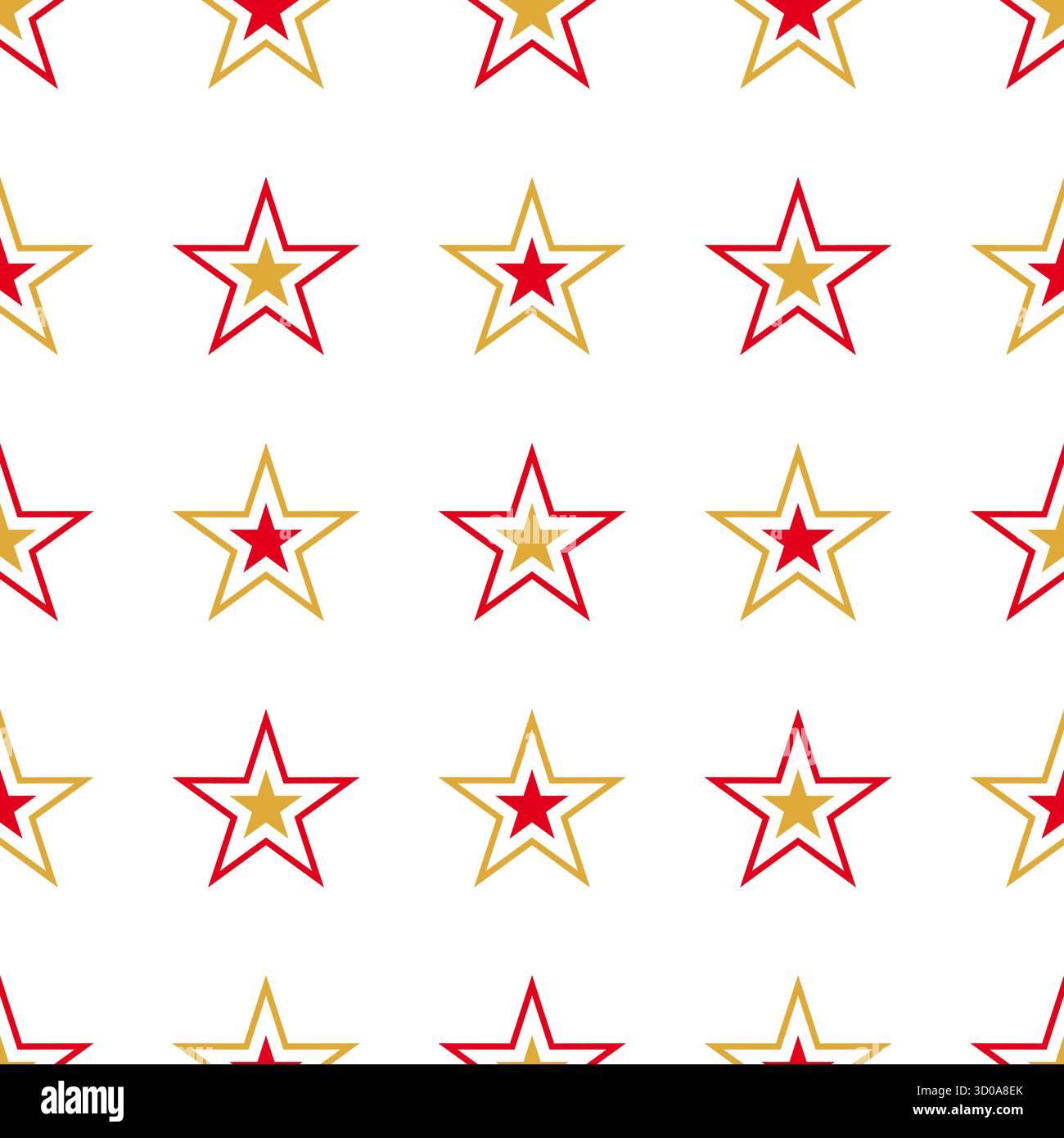 Flat design gold and red stars seamless pattern Stock Vector