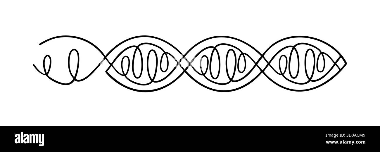 One Line DNA Helix Style Abstract Minimalist Pattern Stock Vector