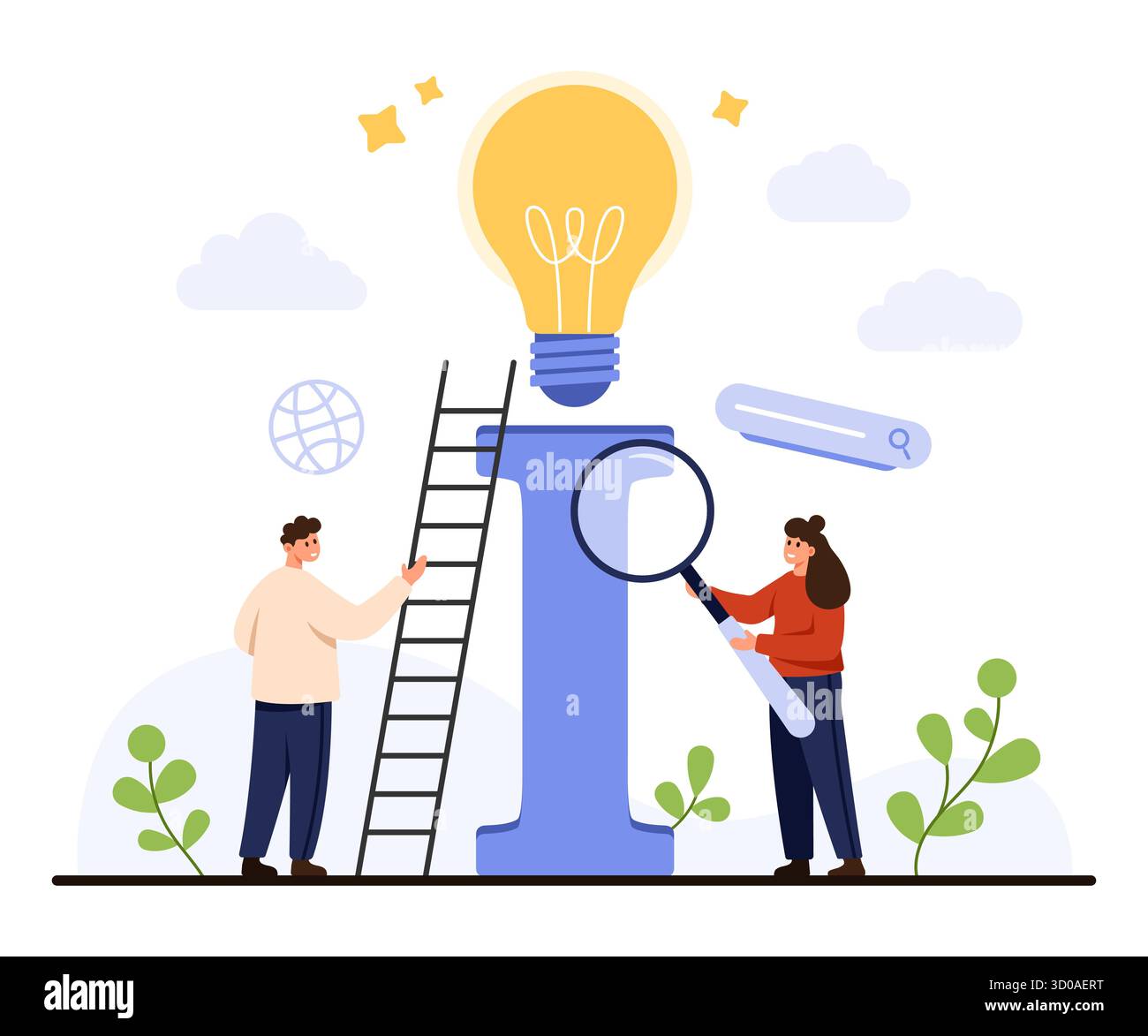 People exploring information magnifying Stock Vector Images - Alamy