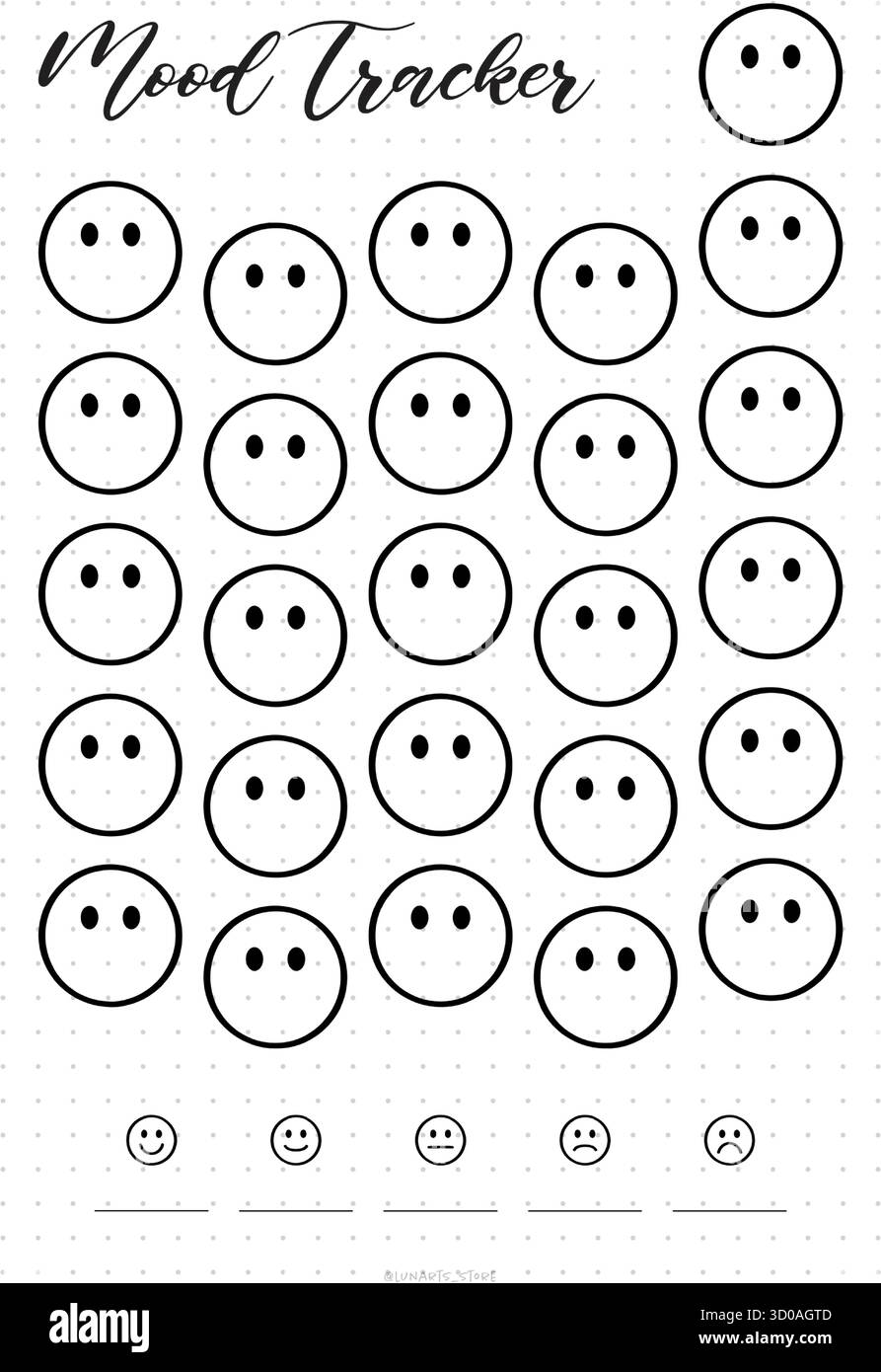 face mood tracker Bullet Journal Printable Planner Page Template ...