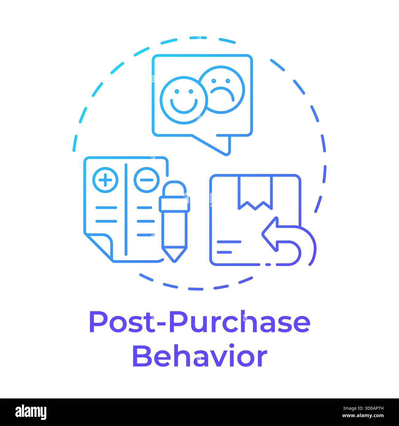 Post-purchase behavior blue gradient concept icon Stock Vector