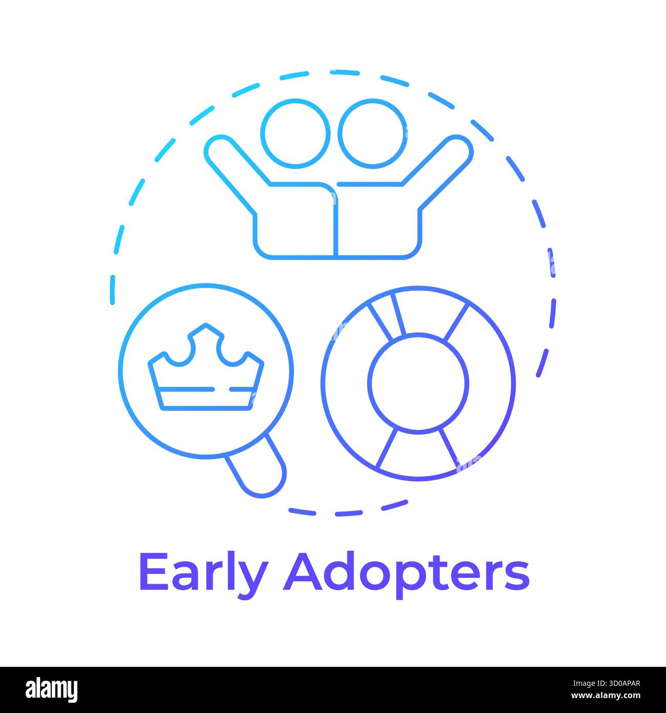 Early adopters blue gradient concept icon Stock Vector