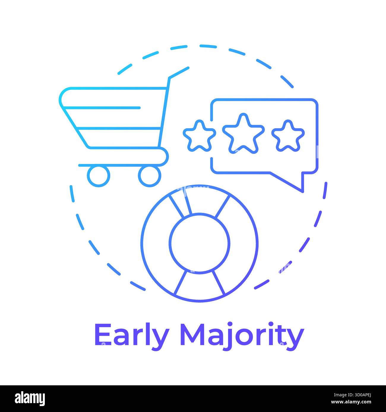 Early majority blue gradient concept icon Stock Vector