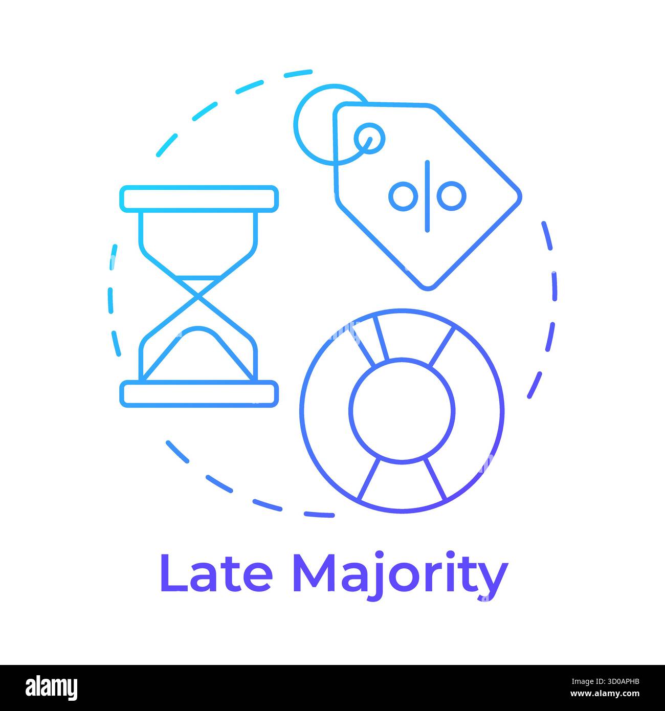 Late majority blue gradient concept icon Stock Vector