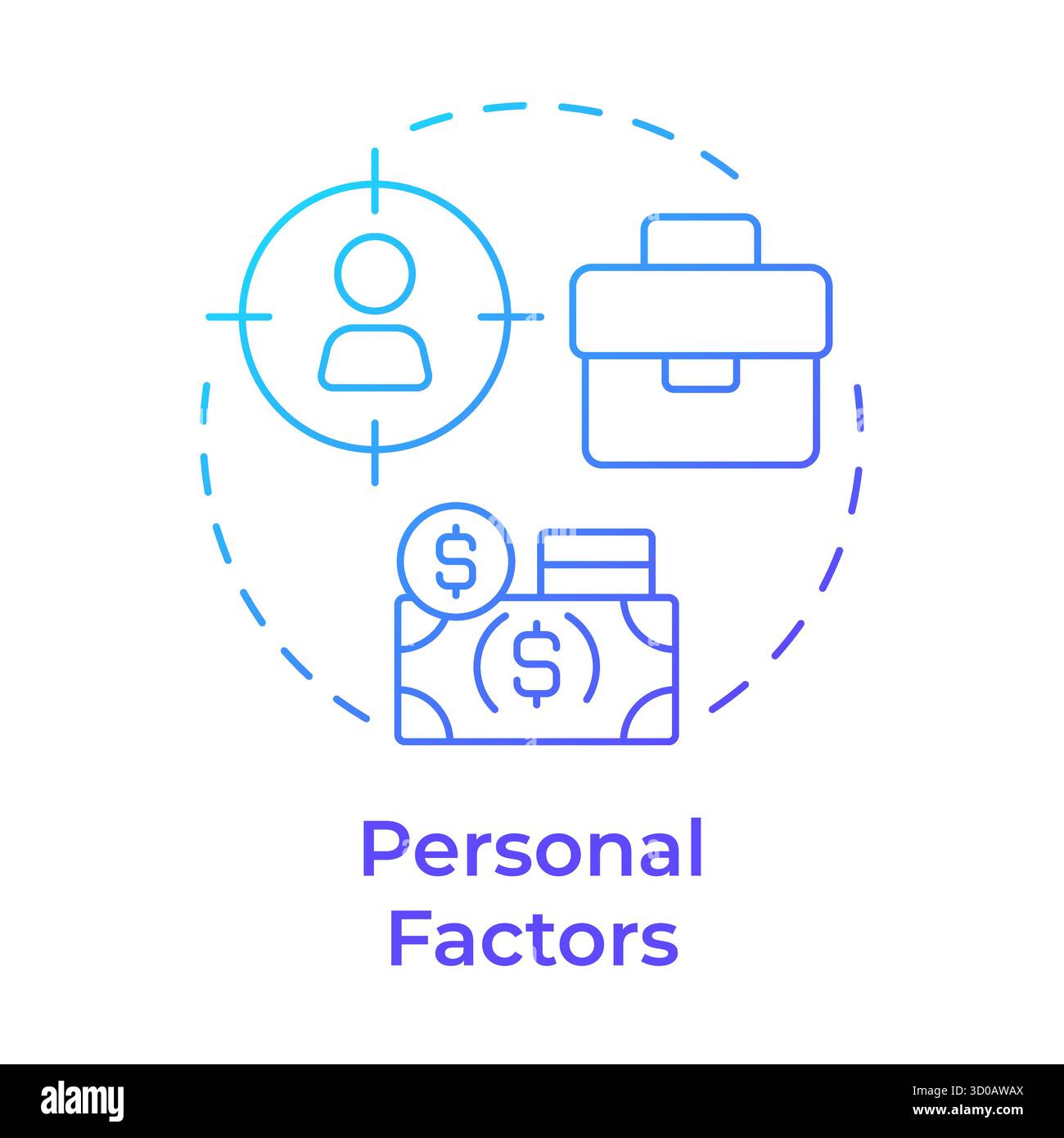Personal factors blue gradient concept icon Stock Vector