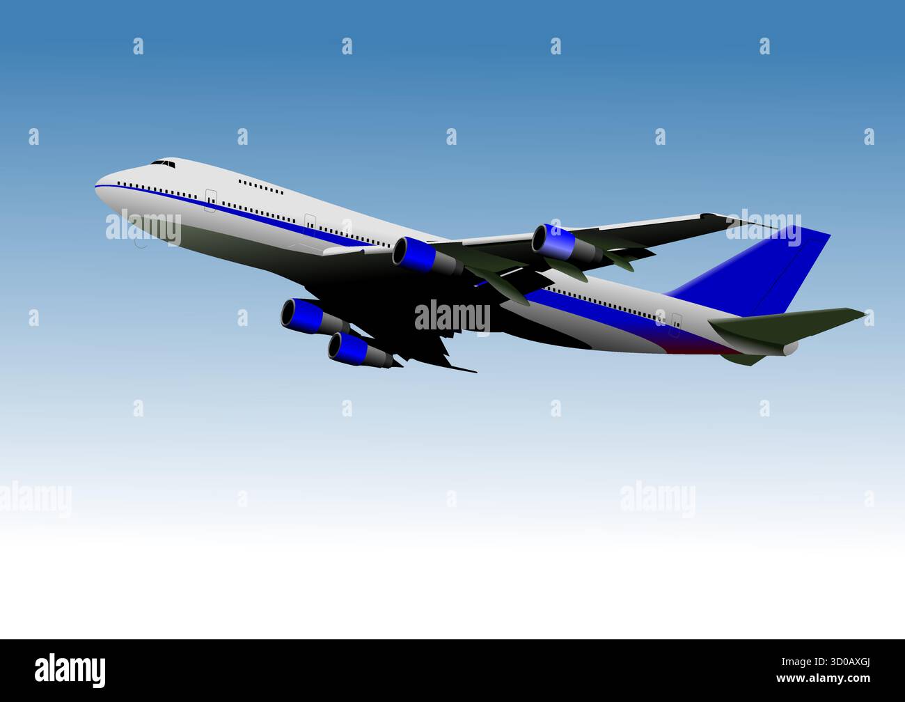 Airplane silhouettes. Take off. Vector Color 3d hand drawn illustration ...