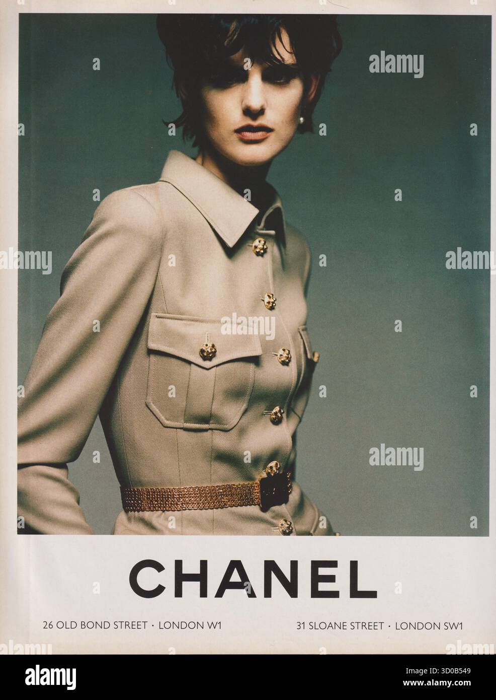poster advertising CHANEL fashion house with Stella Tennant in