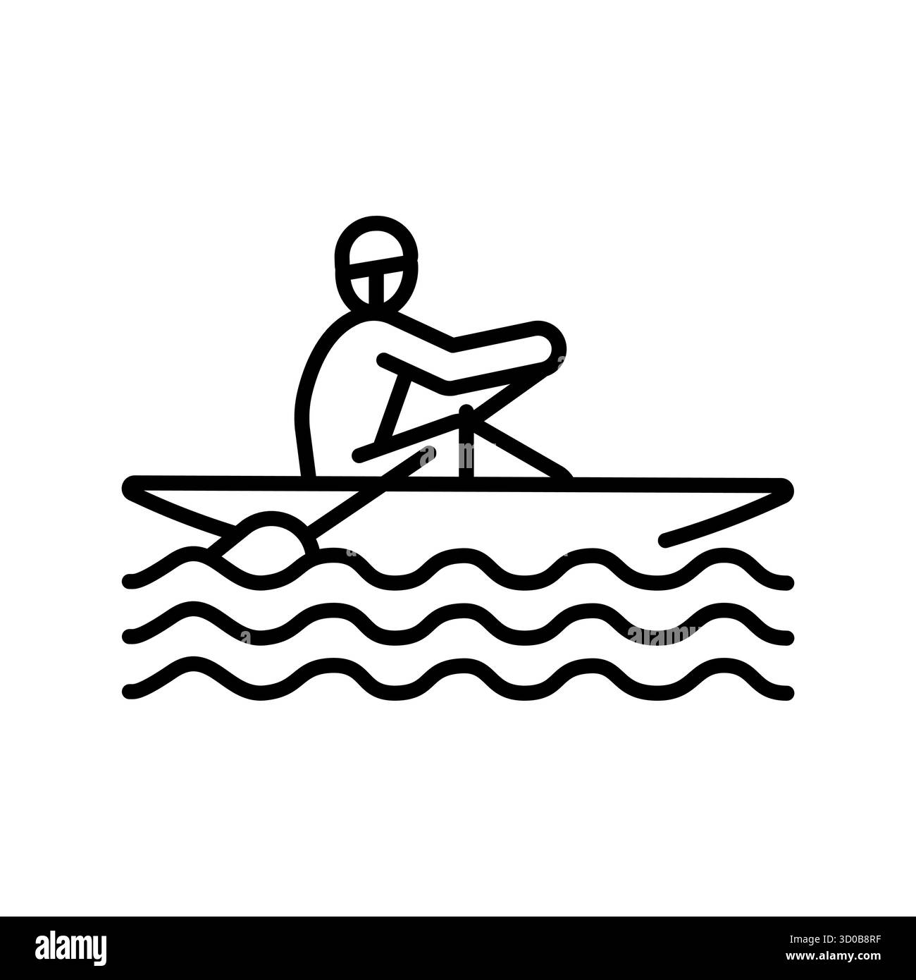 rowing black line icon for digital and print projects. Minimal clean ...