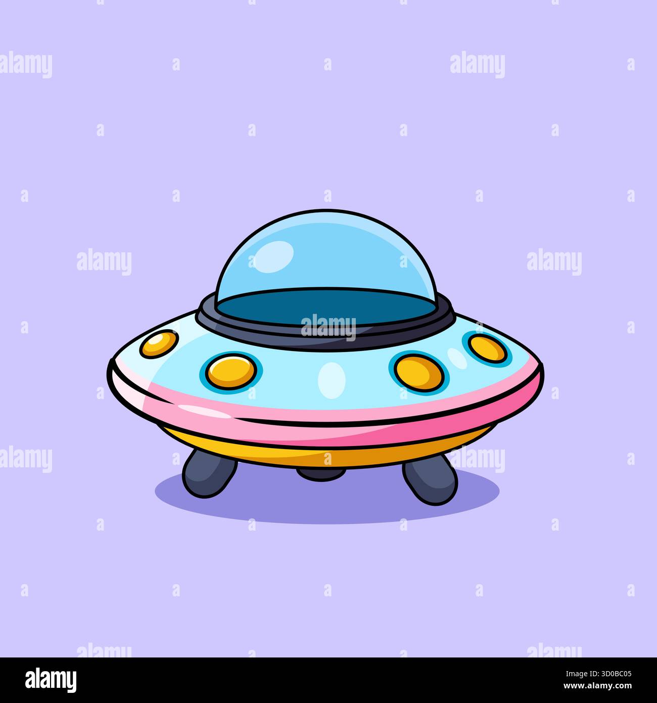 Cute Cartoon UFO Spaceship Vector Illustration Cartoon Design Stock ...