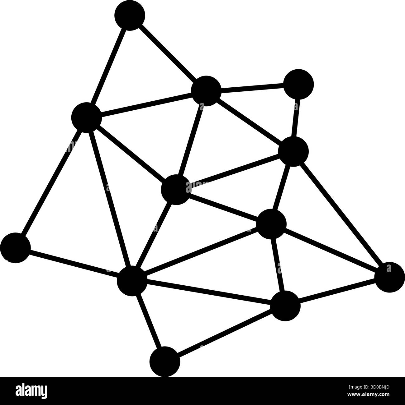 Distributed network and node structure line icon with interconnected points and lines, black and white, Vector Illustration Stock Vector
