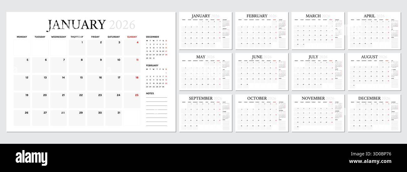 January 2026 calendar one hi-res stock photography and images - Alamy