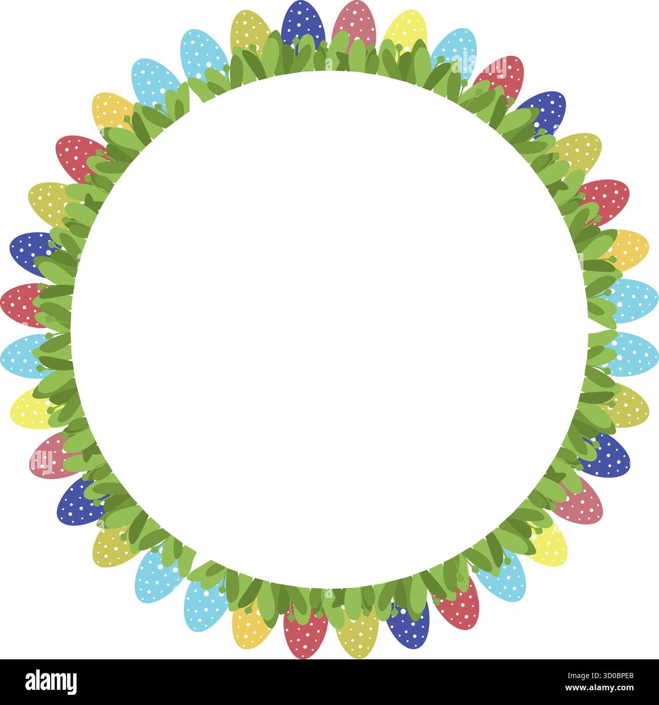 Easter eggs border frame with space for text. Border with decorated eggs on white background Stock Vector