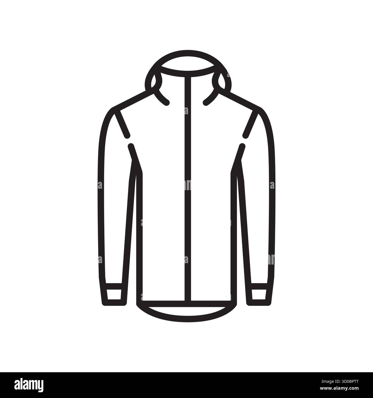 waterproof rain jacket black line icon. Vector isolated element.Editable stroke Stock Vector