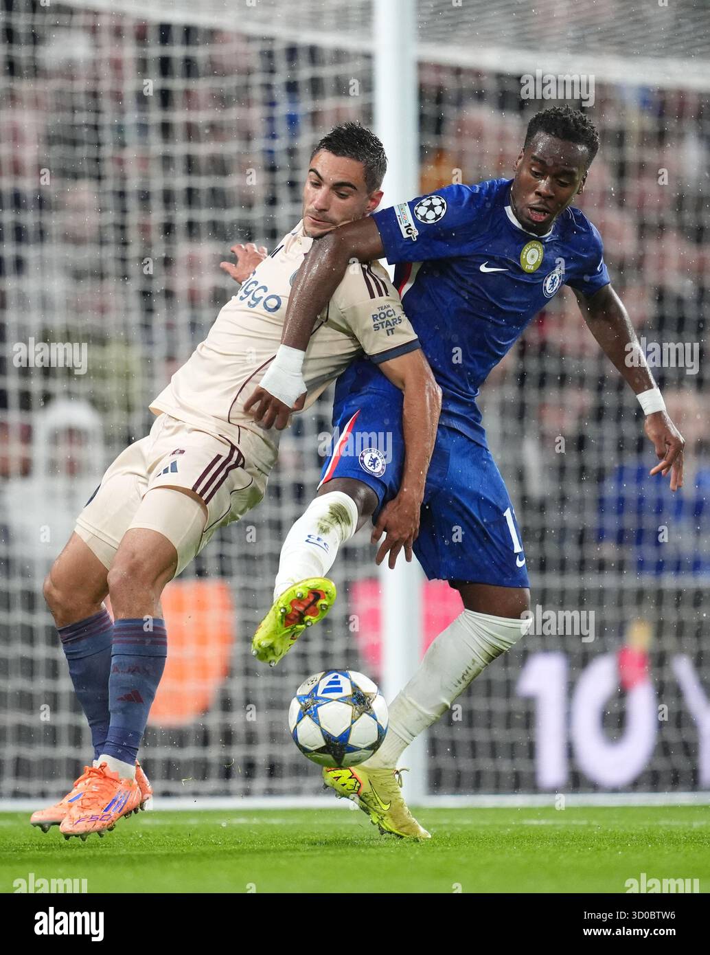 Chelsea's Jamie Gittens (right) and Ajax's Lucas Rosa battle for the ...