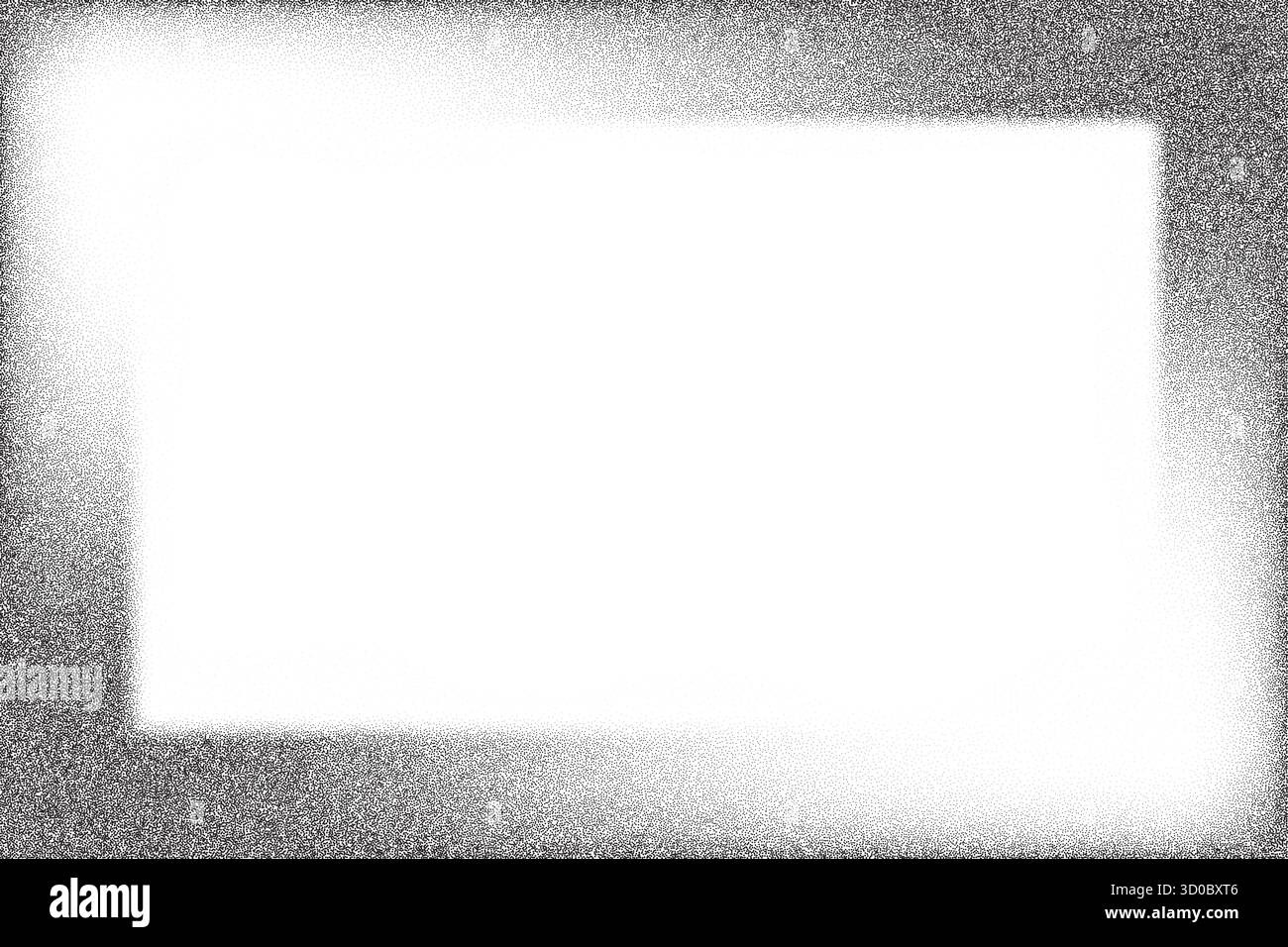 Noisy gradient frame with dotted gradation pattern on white background. Gritty rectangle border with stipple effect. Vector textured sandy abstract Stock Vector
