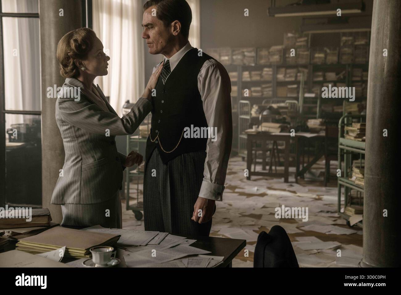 RELEASE DATE: November 7, 2025 TITLE: Nuremberg STUDIO: Sony Pictures Classics DIRECTOR: James Vanderbilt PLOT: A WWII psychiatrist evaluates Nazi leaders before the Nuremberg trials, growing increasingly obsessed with understanding evil as he forms a disturbing bond with Hermann Goring. STARRING: WRENN SCHMIDT and MICHAEL SHANNON EDITORIAL USAGE ONLY! Not for Commercial USAGE! Stock Photo