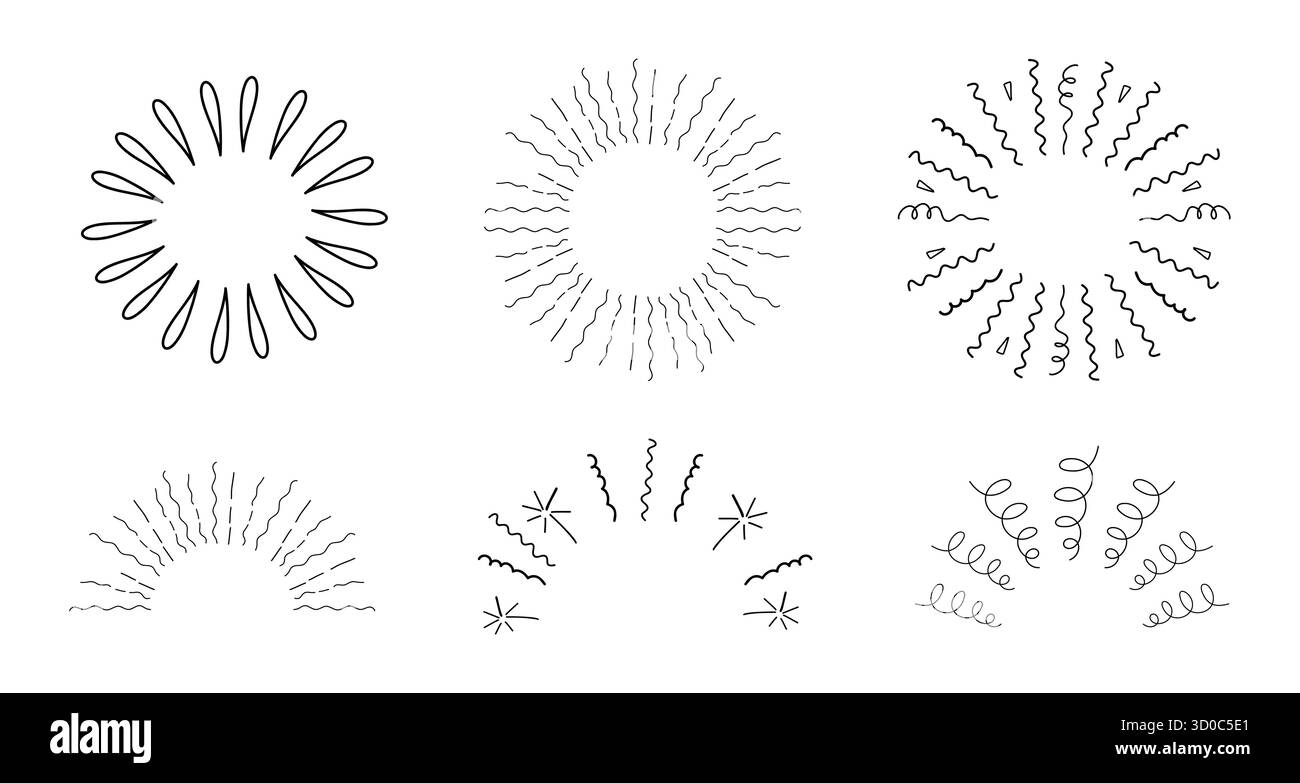 Line Firework Patterns Radial firework burst line confetti and lines hand drawn sketch ...