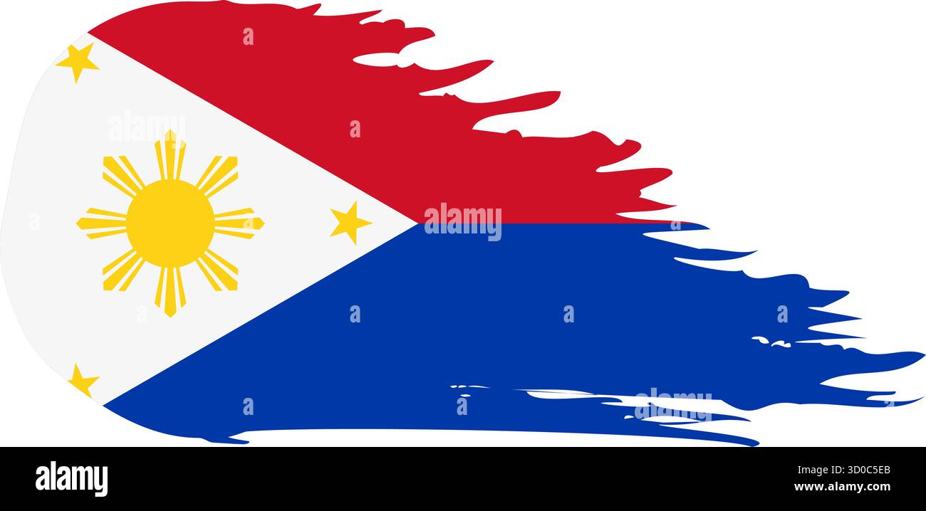 Philippines comet flag wartime fly, grunge brush vector Stock Vector
