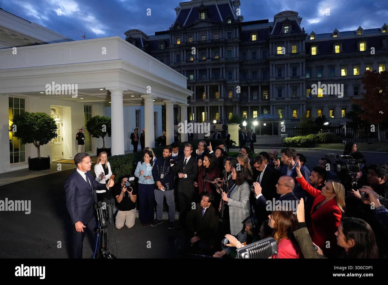 NATO Secretary General Mark Rutte speaks with reporters after a meeting ...