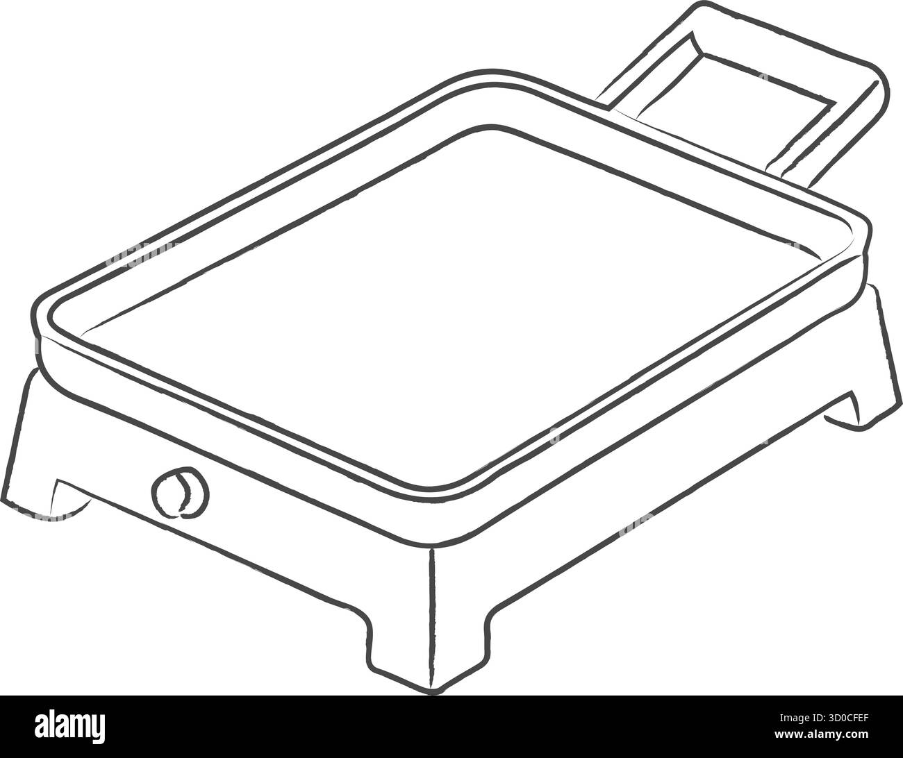 A rectangular plug in griddle shown with a smooth nonstick surface for pancakes or sandwiches Stock Vector
