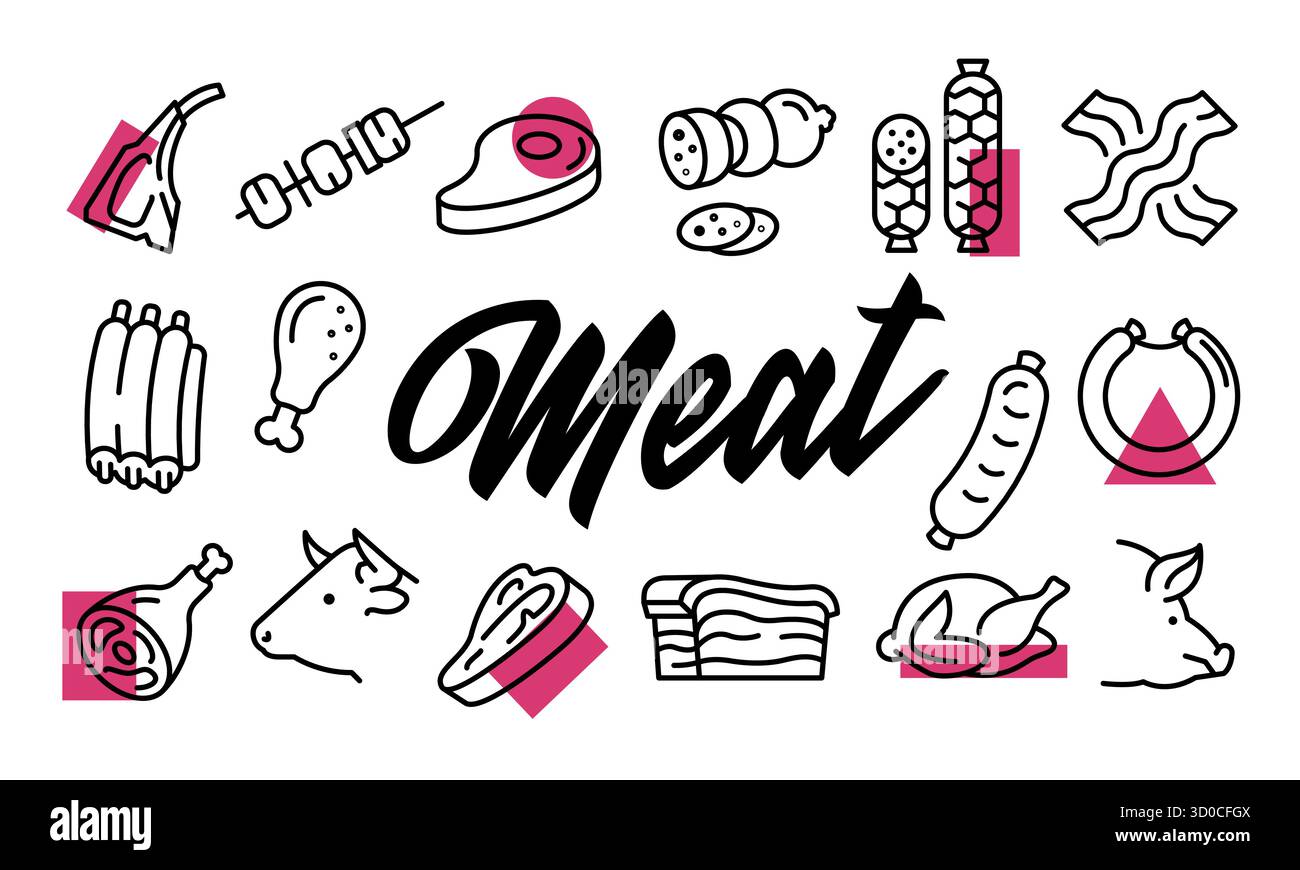 Meat Poster. Vector Illustration Stock Vector Image & Art - Alamy