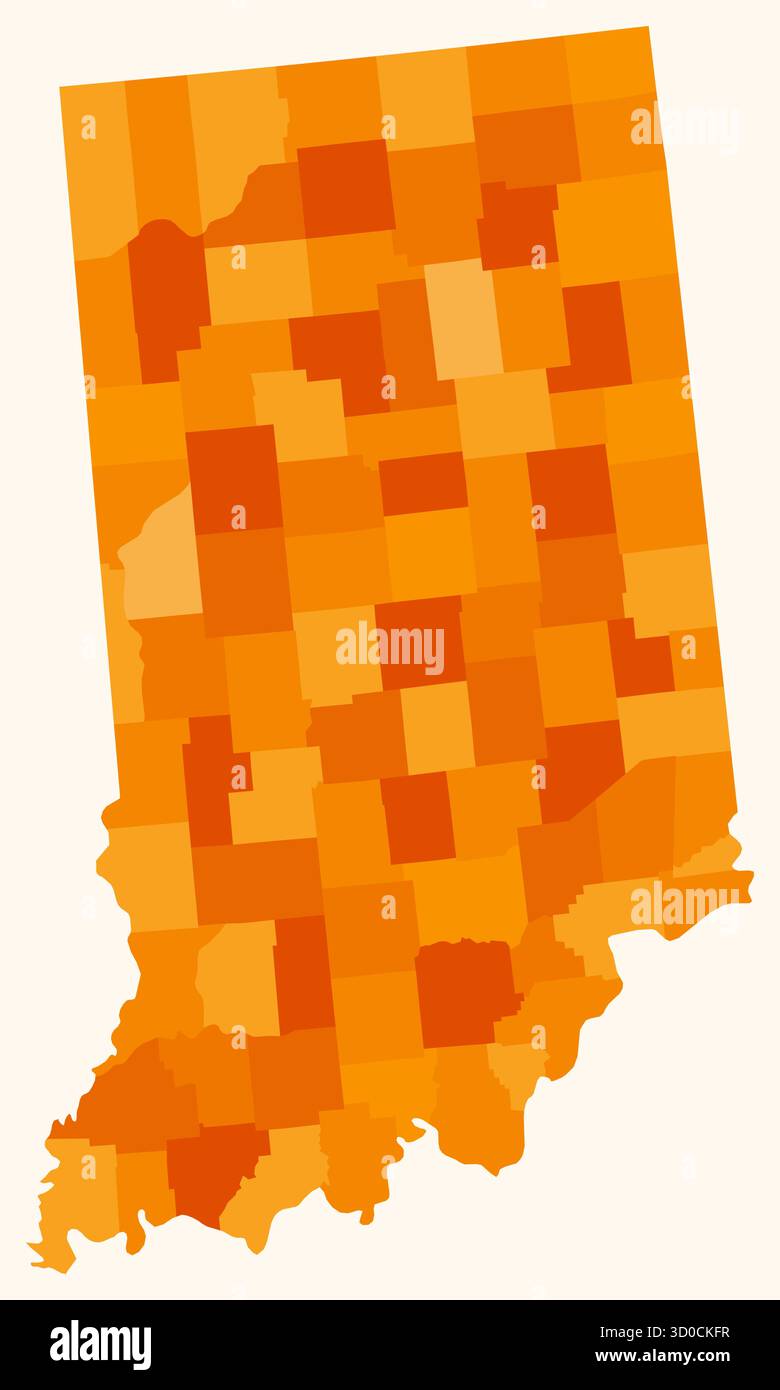 Simple Indianamap Map of Indiana with counties. Simple state border map with county ...