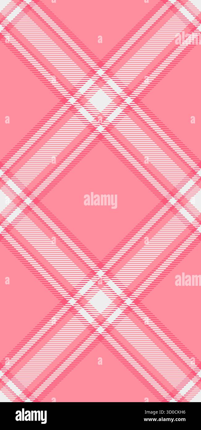 Hippie check plaid texture, present background textile tartan. Overlay fabric pattern vector seamless in red and white colors palette. Stock Vector
