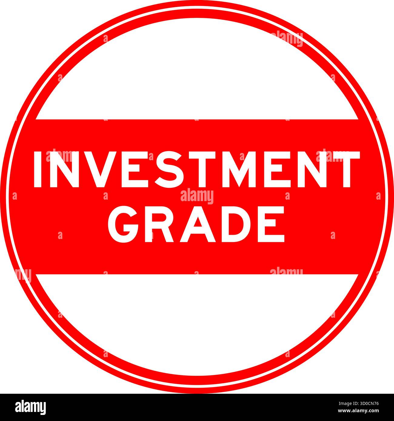 Red color round seal sticker in word investment grade on white ...